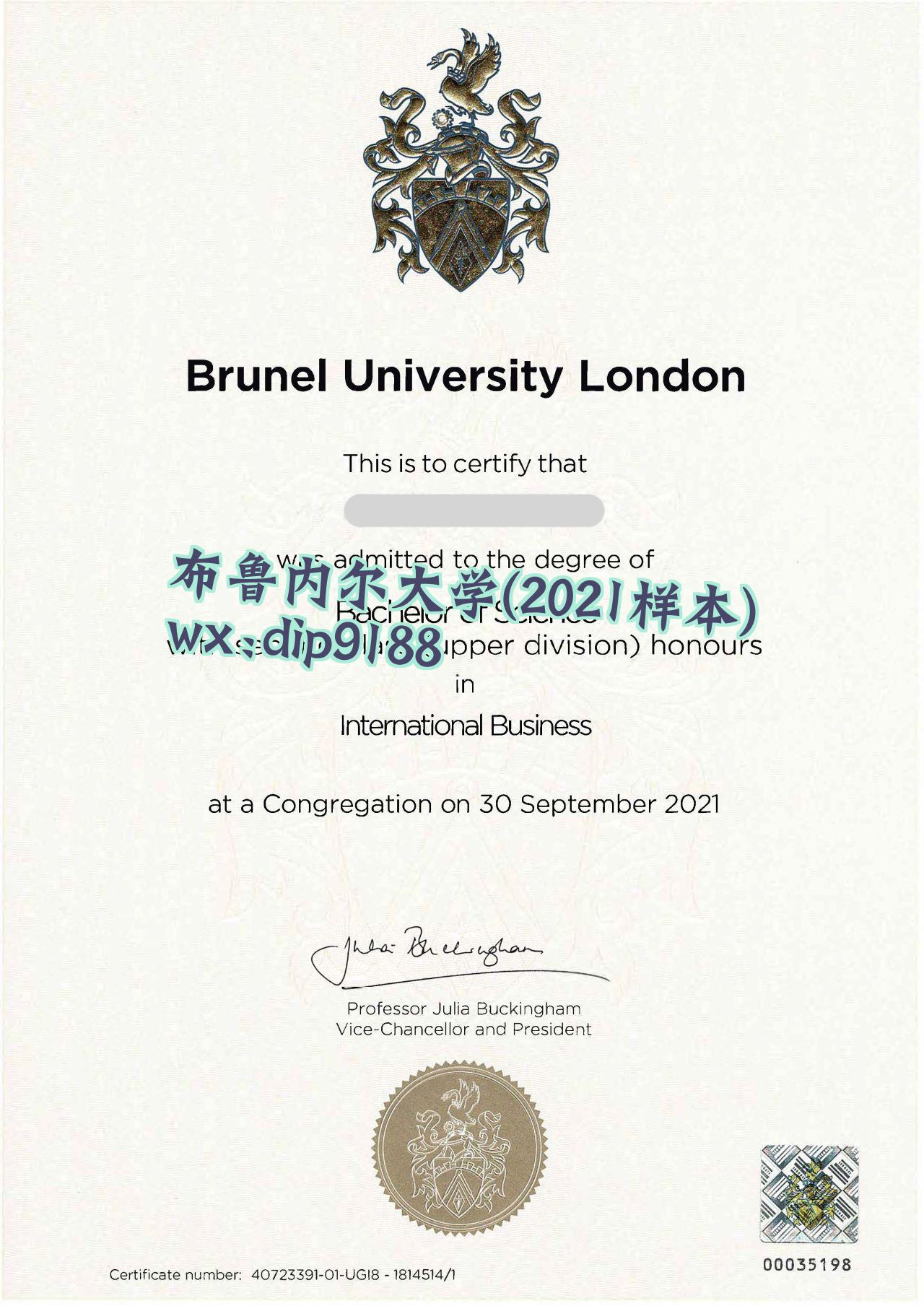 布鲁内尔大学学历2021毕业证样本图