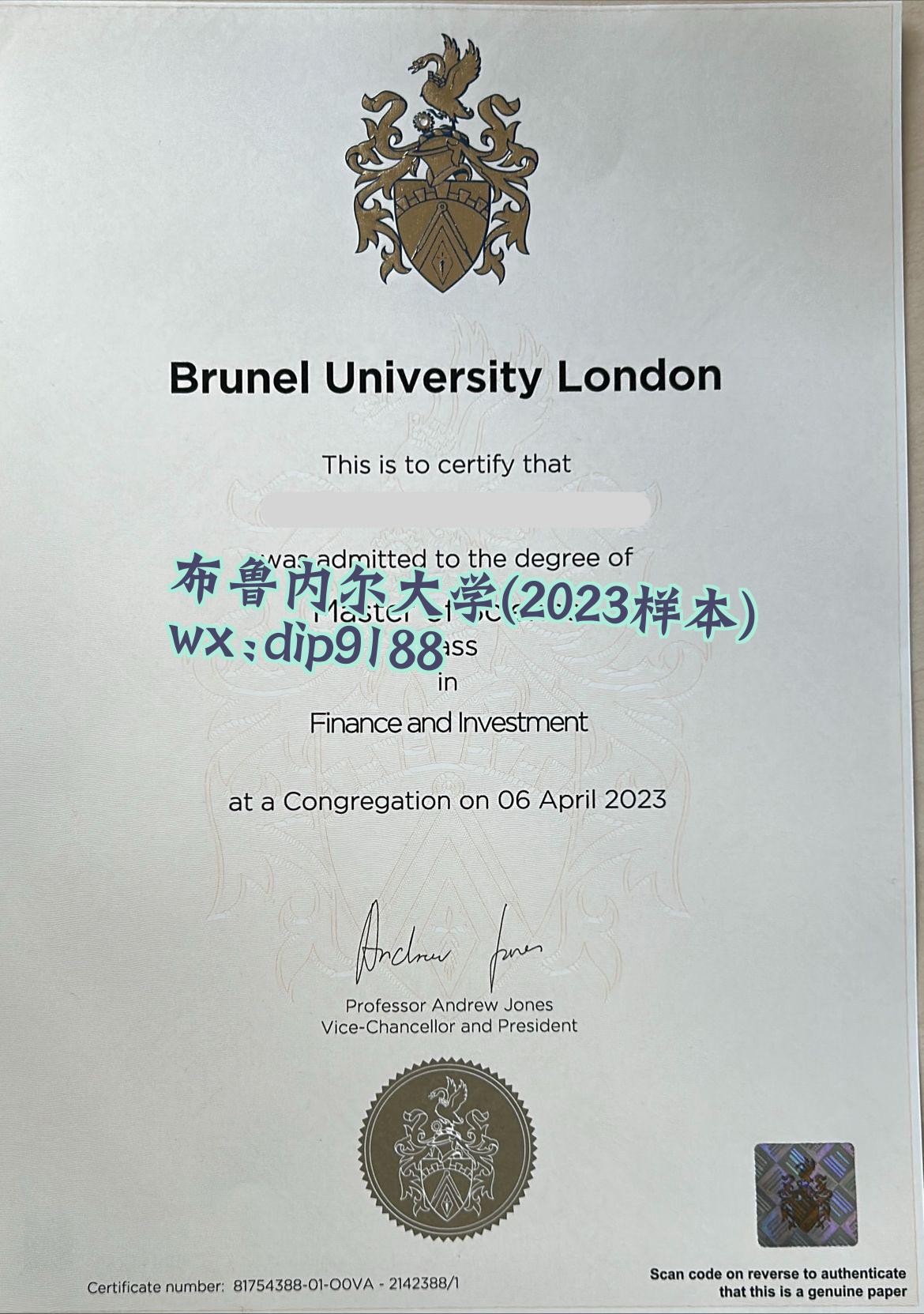 布鲁内尔大学学历2023毕业证样本图