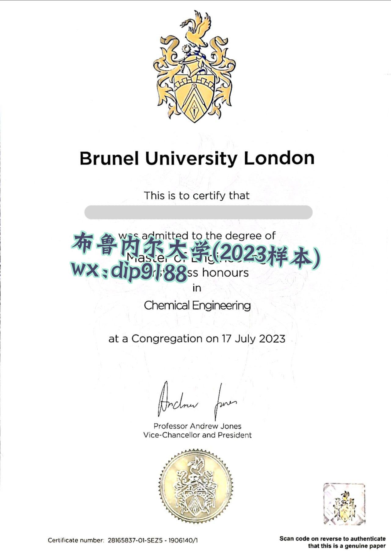 布鲁内尔大学学历2023毕业证样本图