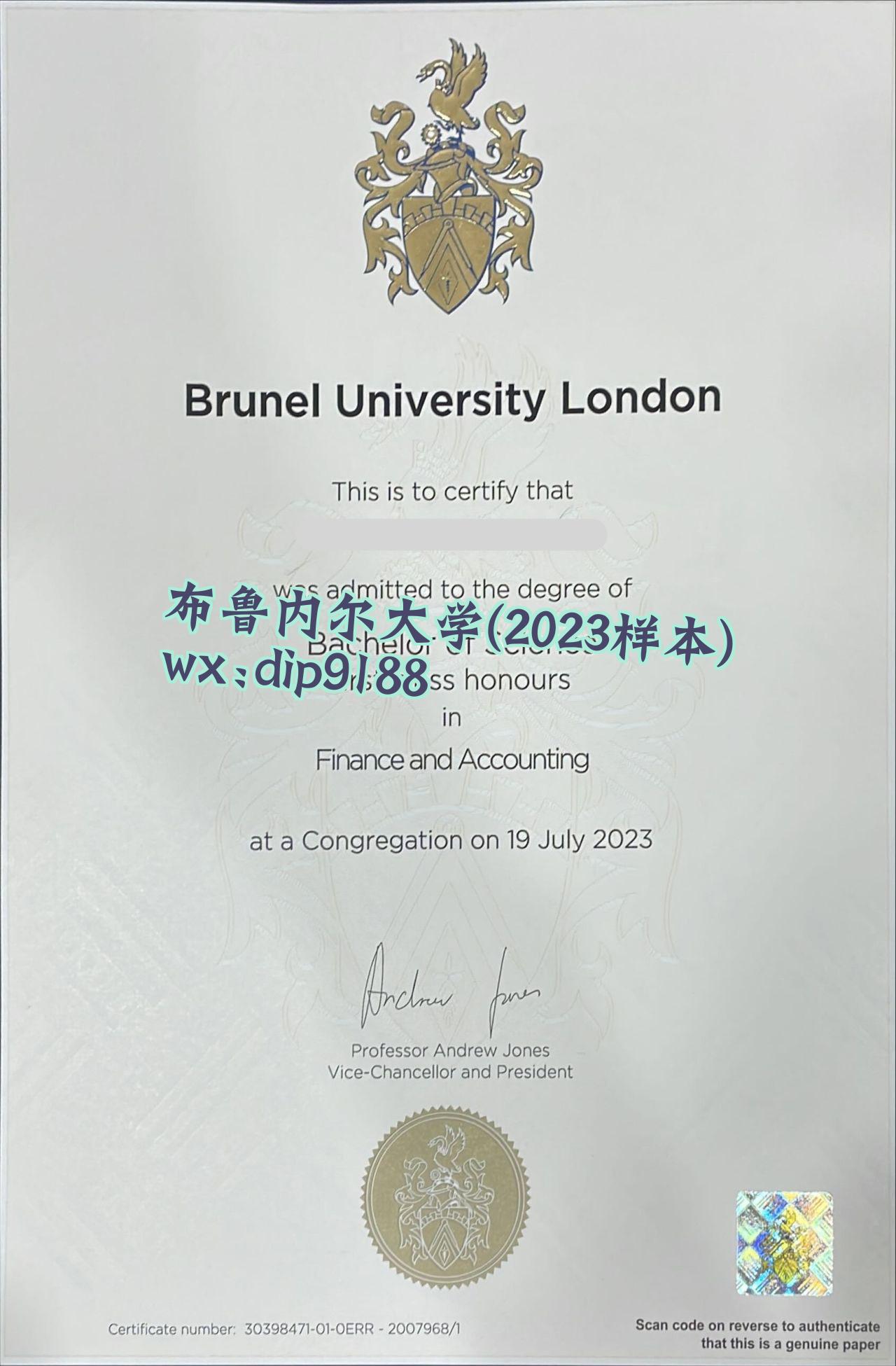 布鲁内尔大学学历2023毕业证样本图