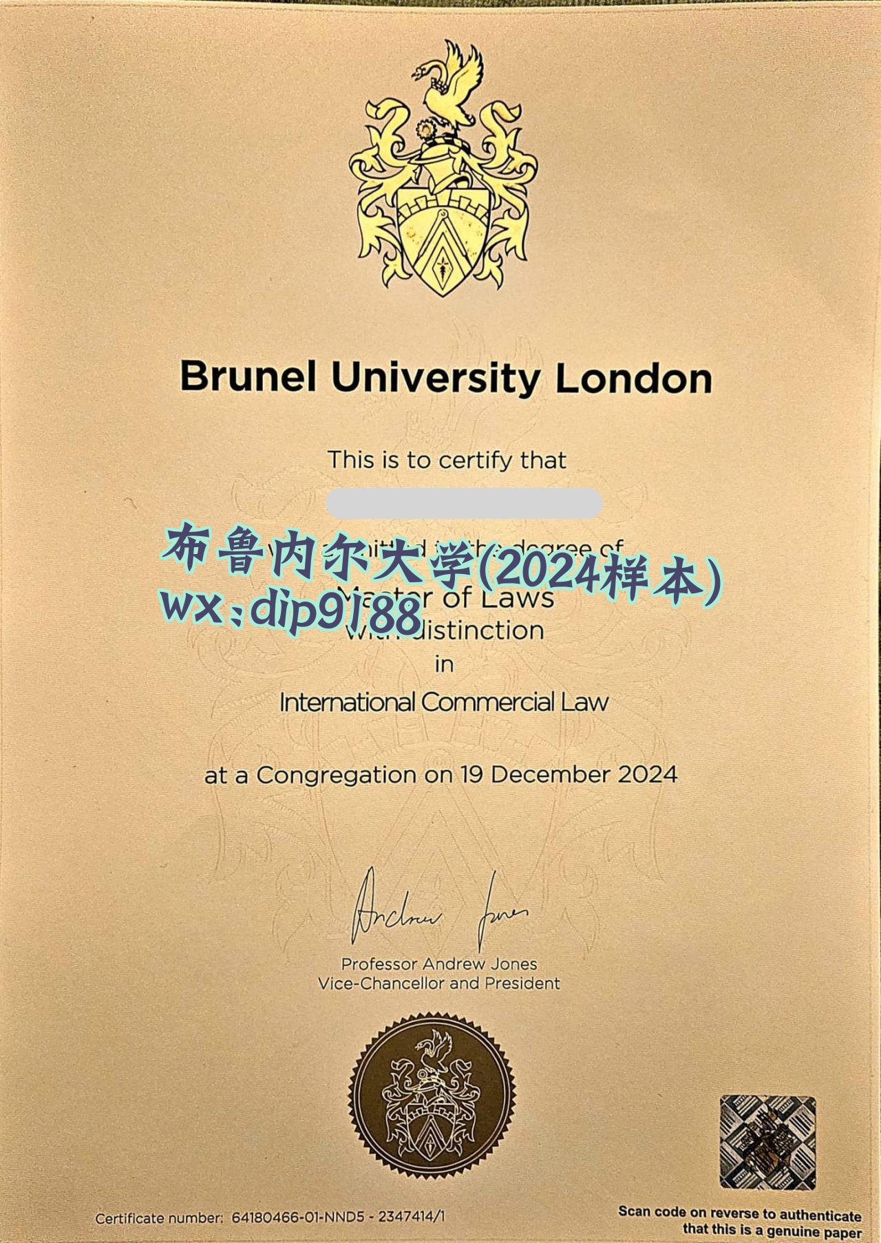 布鲁内尔大学学历2024毕业证样本图