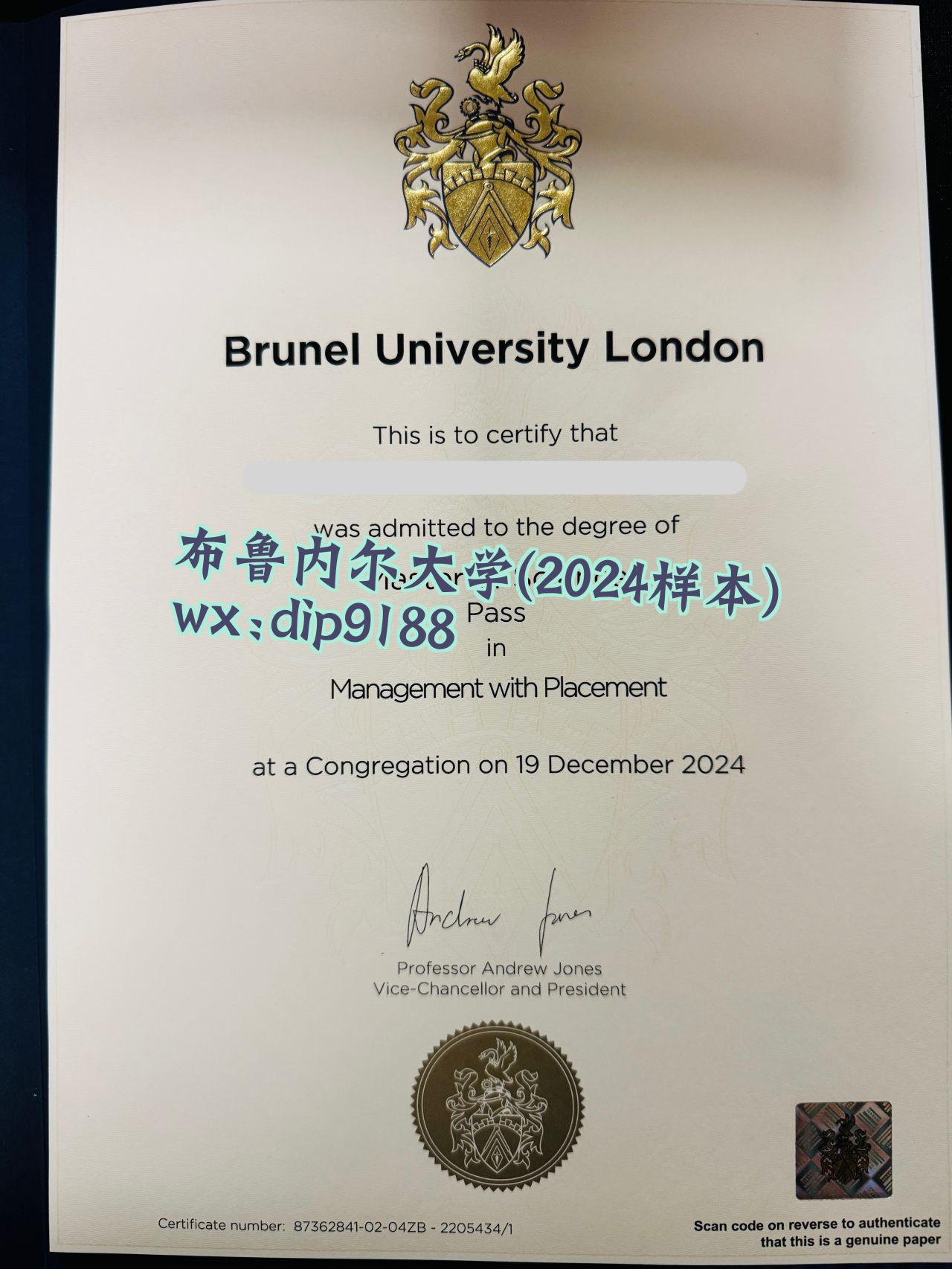 布鲁内尔大学学历2024毕业证样本图