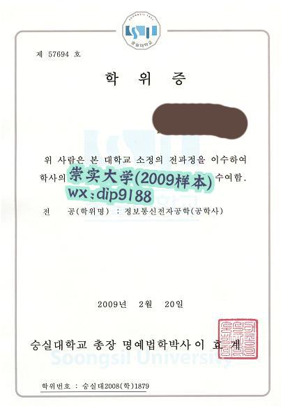 崇实大学学历2009毕业证样本图