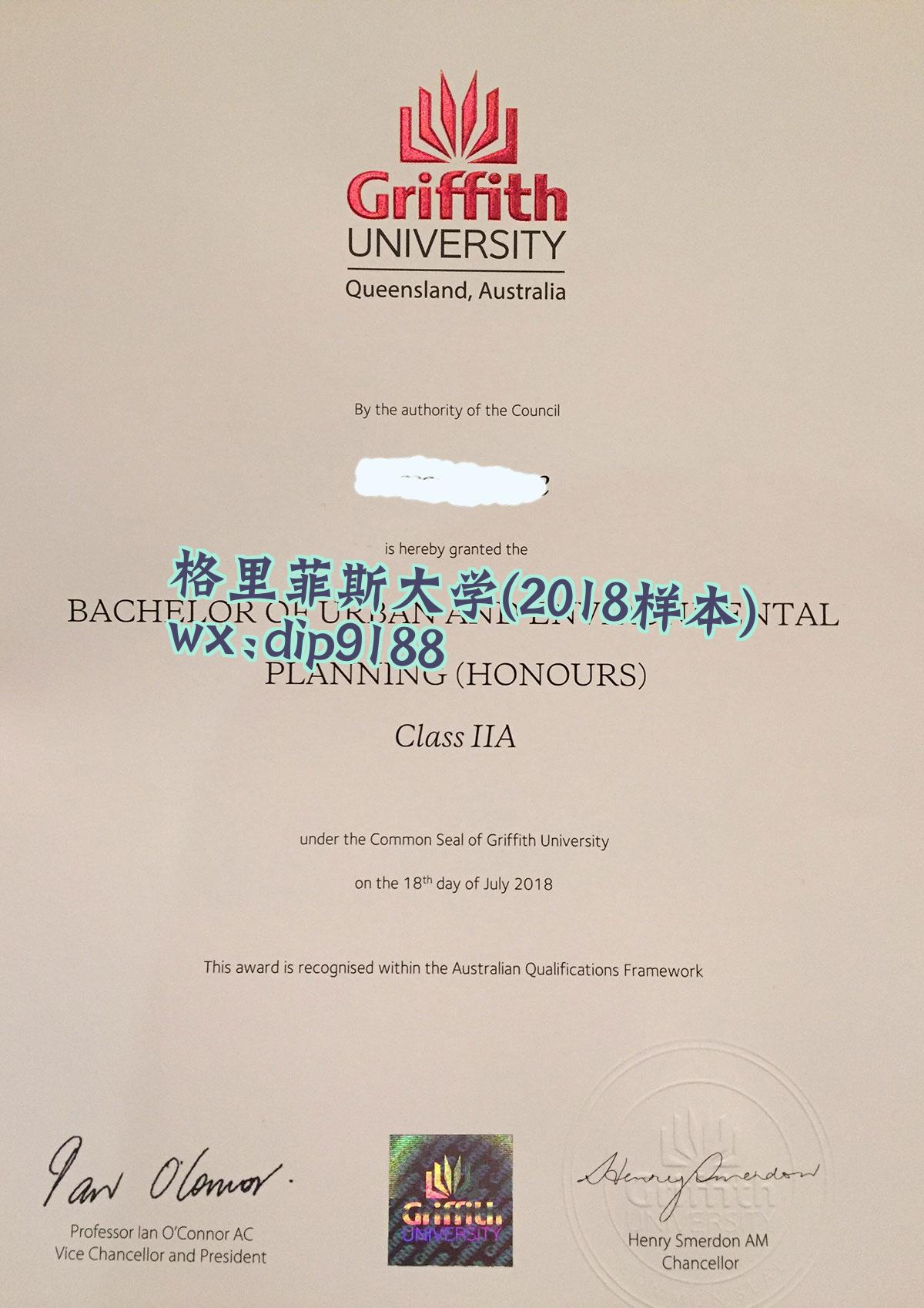 格里菲斯大学学历2018毕业证样本图