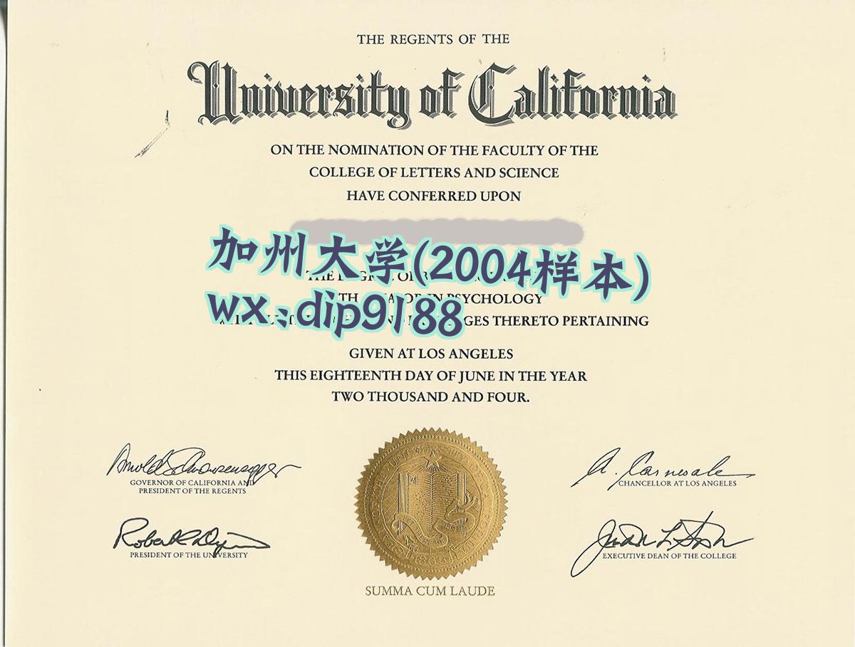 加州大学学历2004毕业证样本图