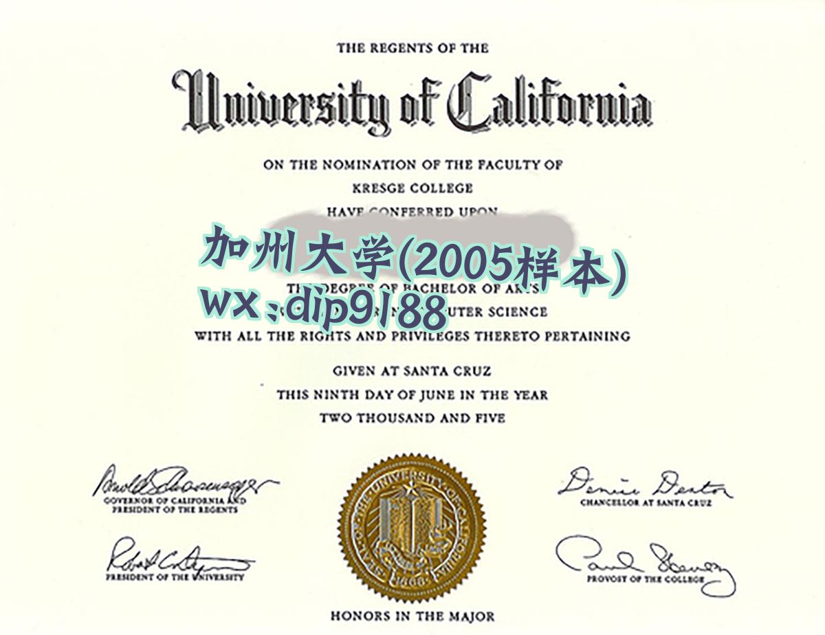 加州大学学历2005毕业证样本图