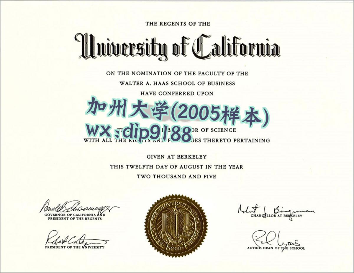 加州大学学历2005毕业证样本图