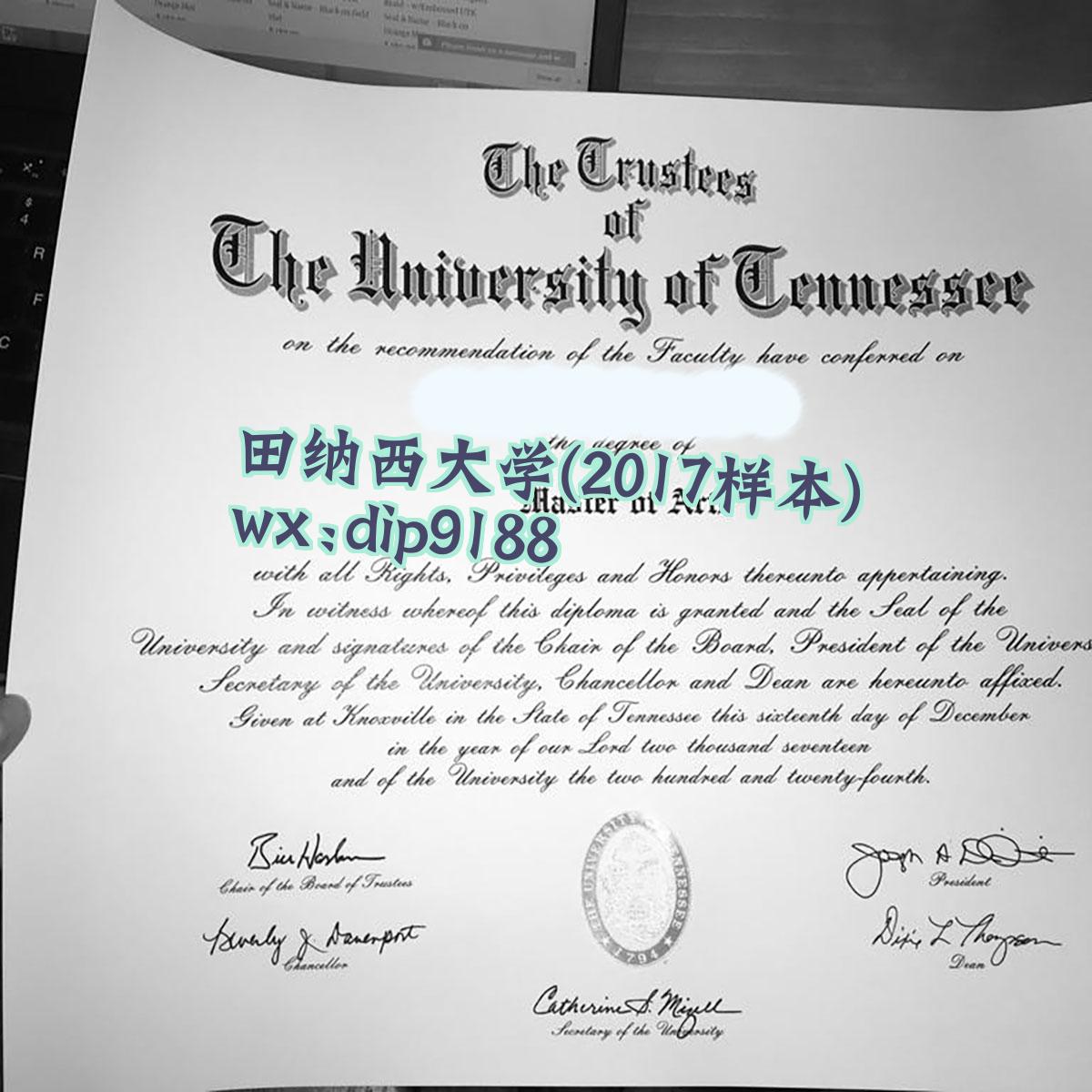 田纳西大学学历2017毕业证样本图