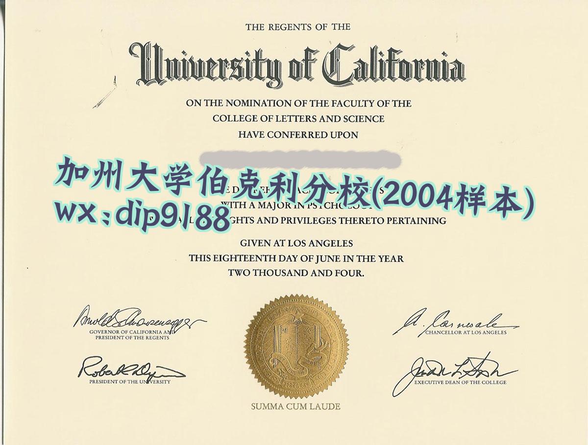 加州大学伯克利分校学历2004毕业证样本图