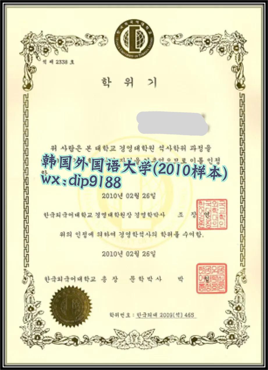 韩国外国语大学学历2010毕业证样本图