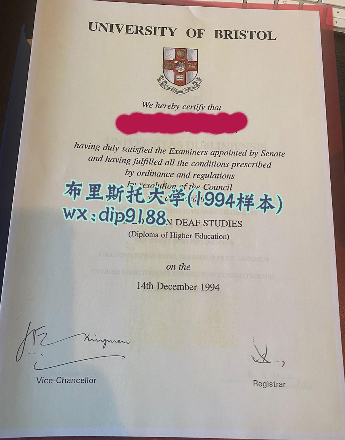 布里斯托大学学历1994毕业证样本图