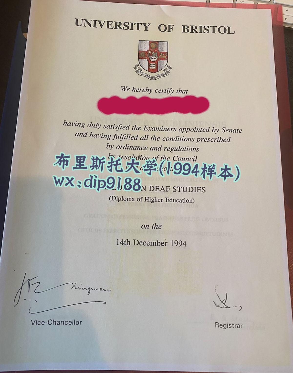 布里斯托大学学历1994毕业证样本图