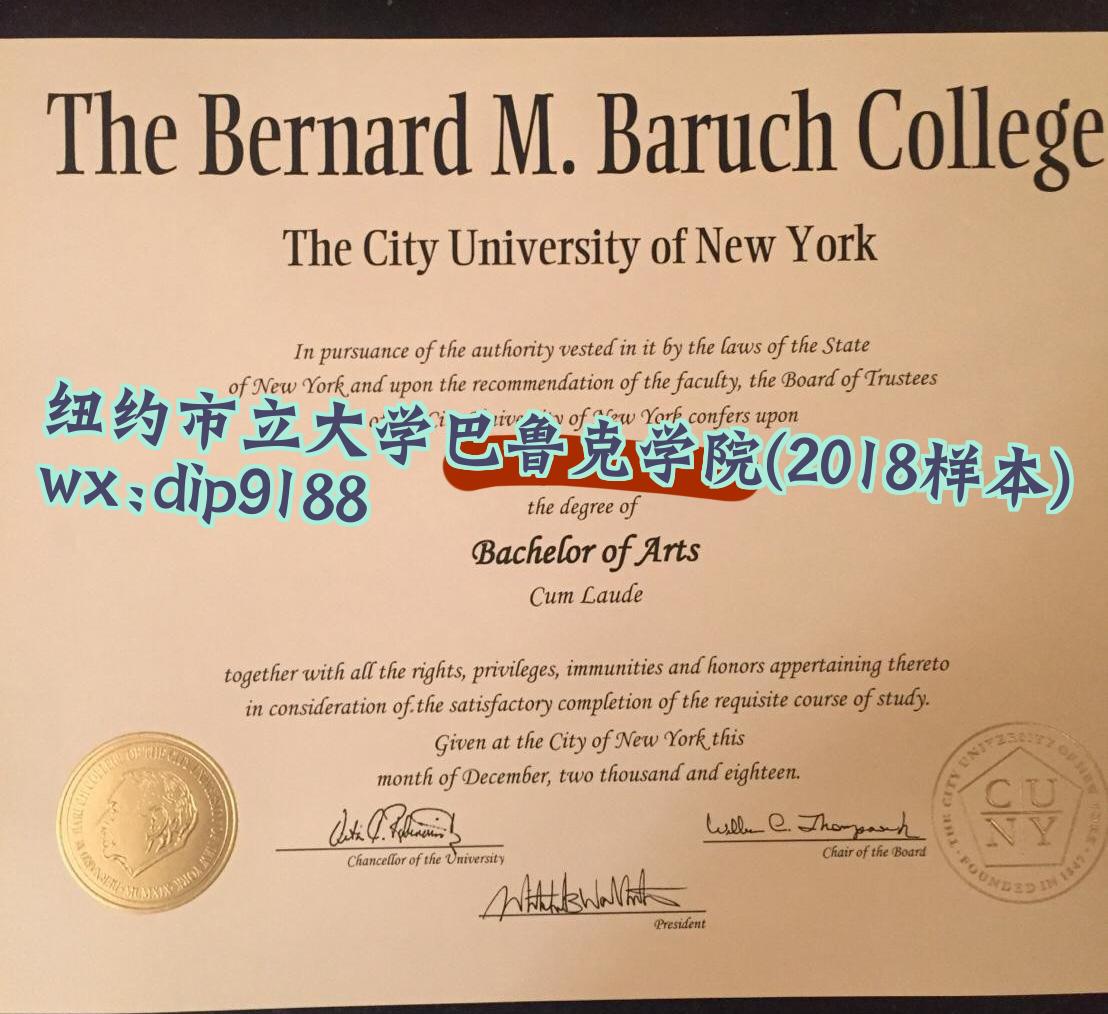 纽约市立大学巴鲁克学院学历2018毕业证样本图