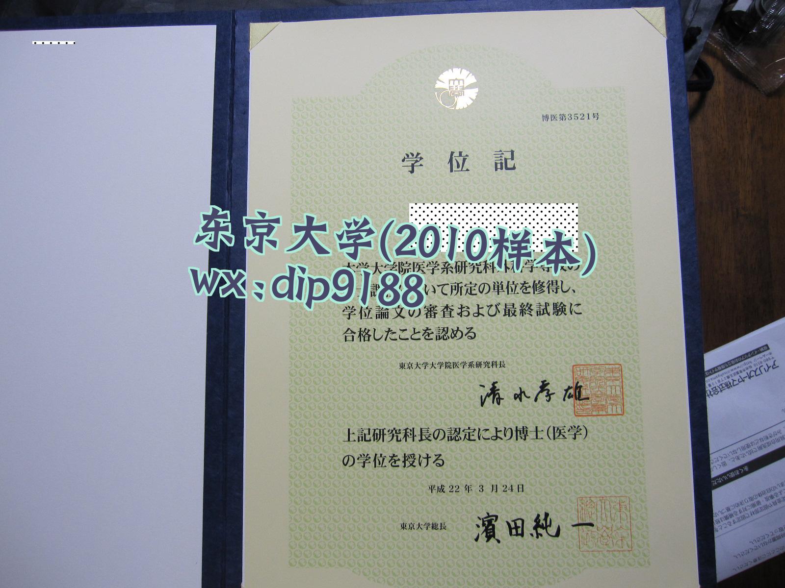 东京大学学历2010毕业证样本图