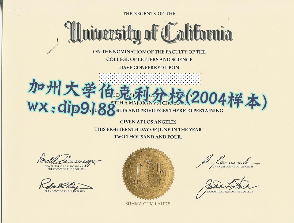 加州大学伯克利分校学历2004毕业证样本图