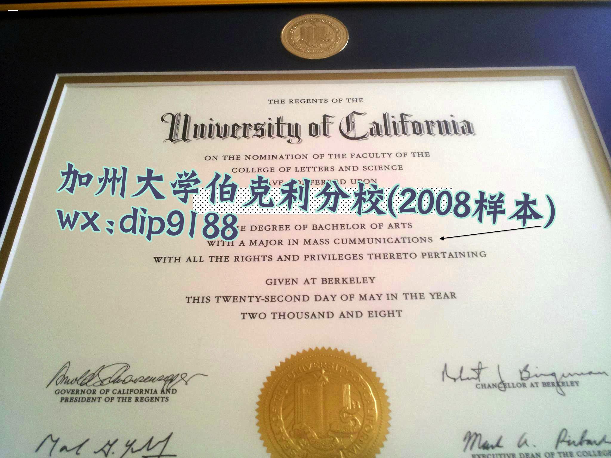 加州大学伯克利分校学历2008毕业证样本图