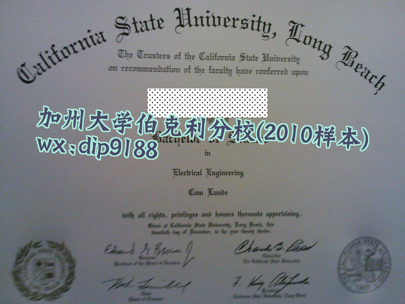 加州大学伯克利分校学历2010毕业证样本图