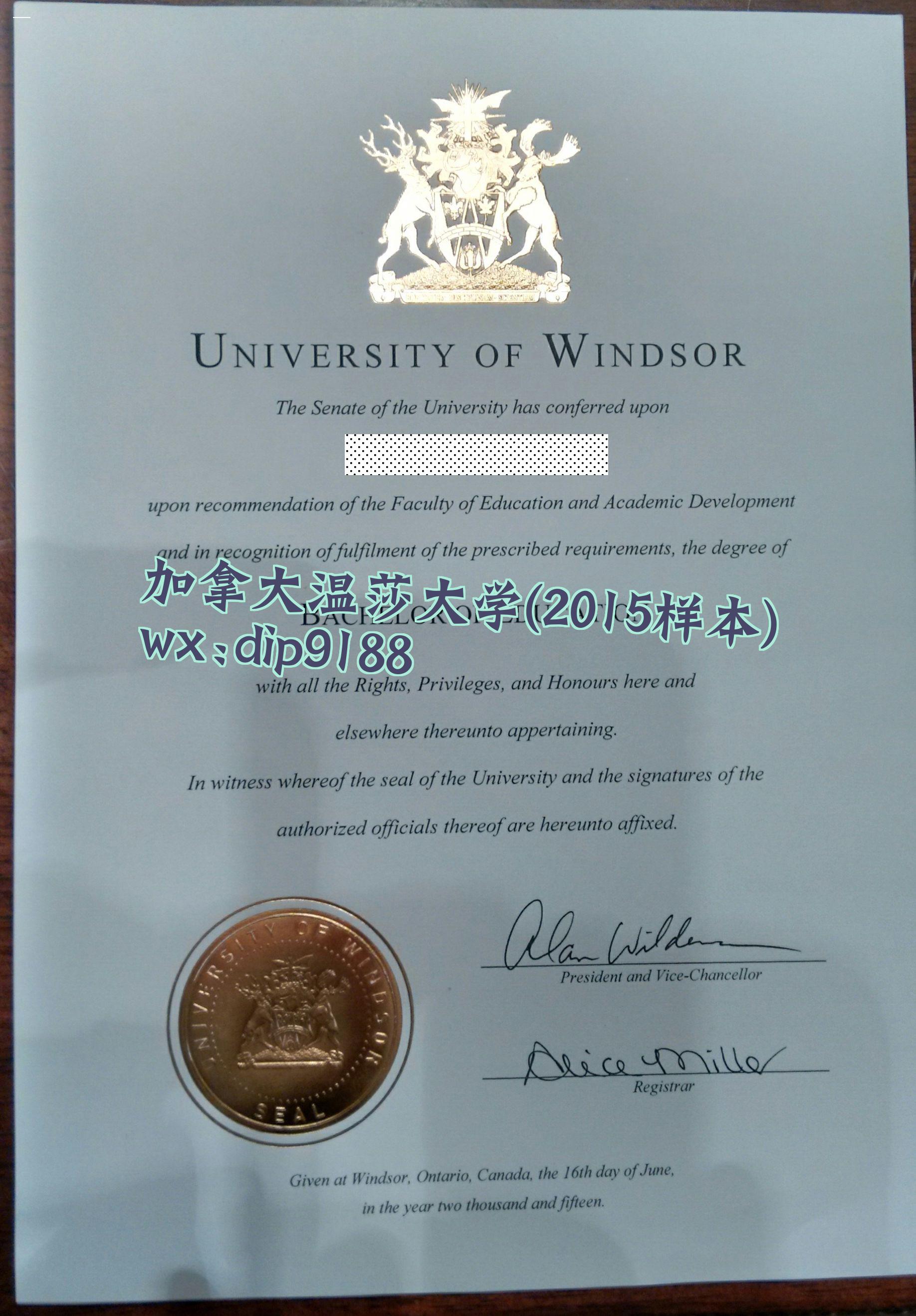 加拿大温莎大学学历2015毕业证样本图
