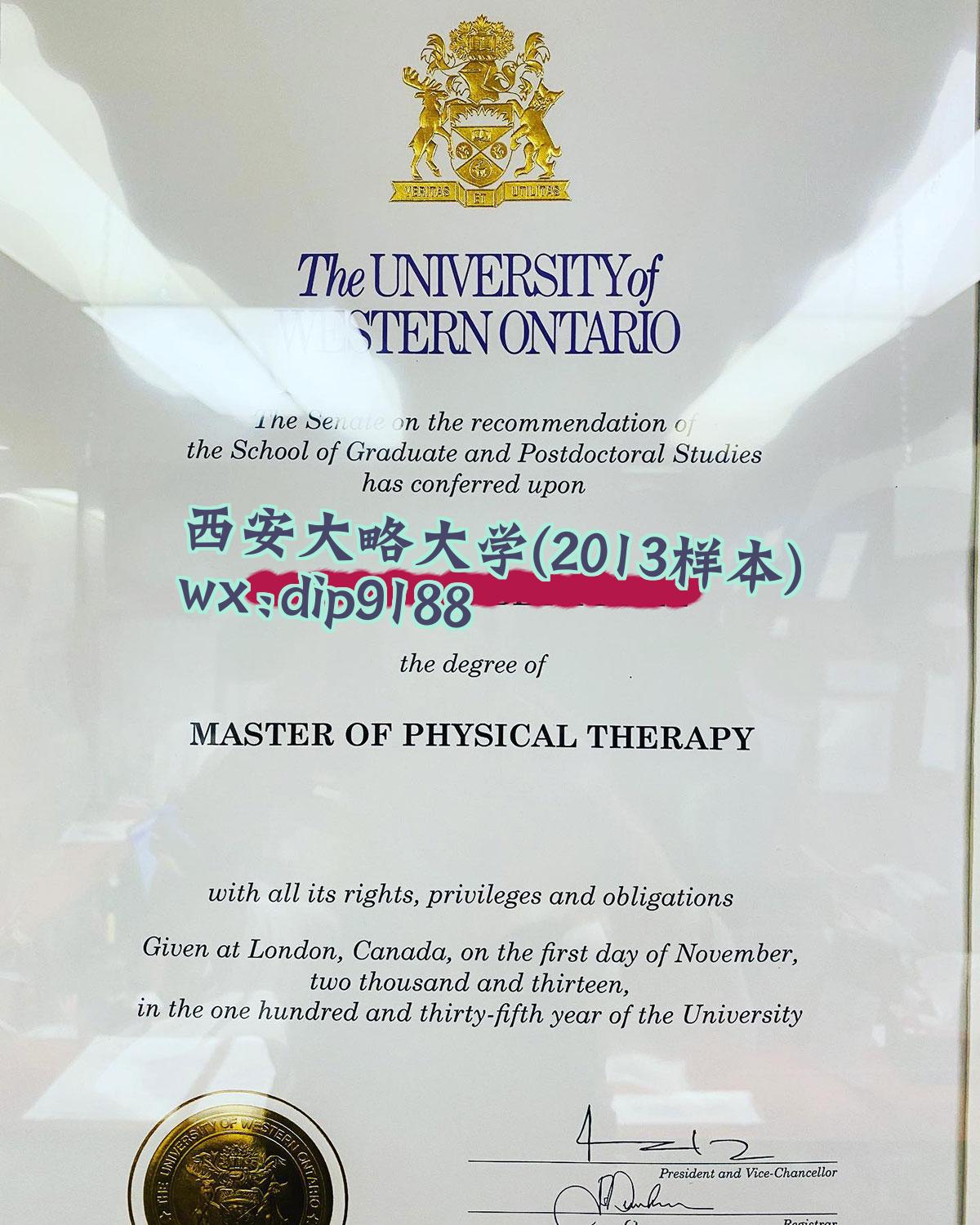 西安大略大学学历2013毕业证样本图