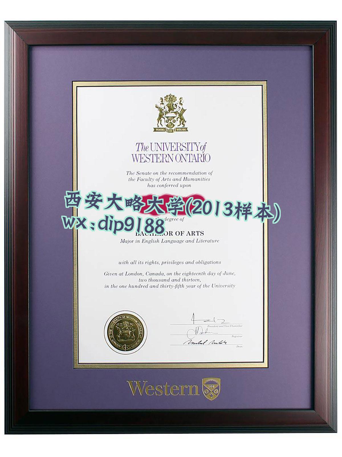 西安大略大学学历2013毕业证样本图