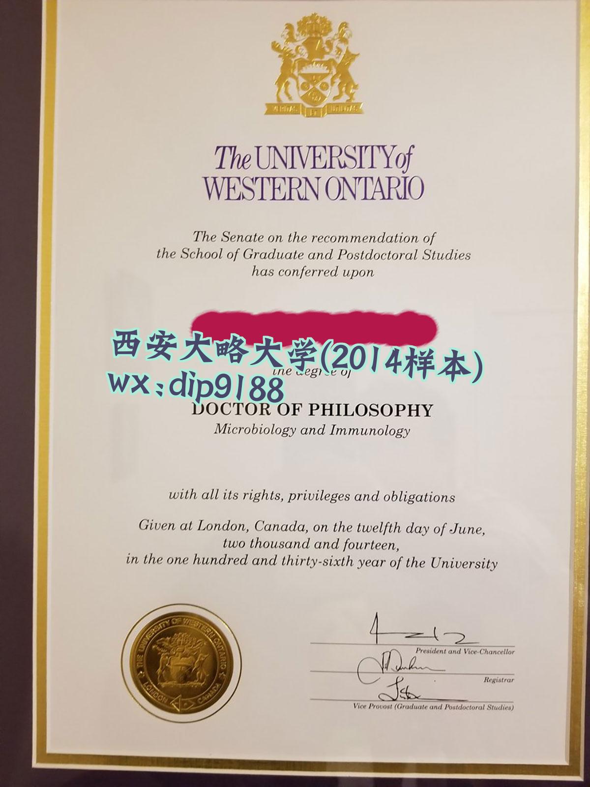 西安大略大学学历2014毕业证样本图