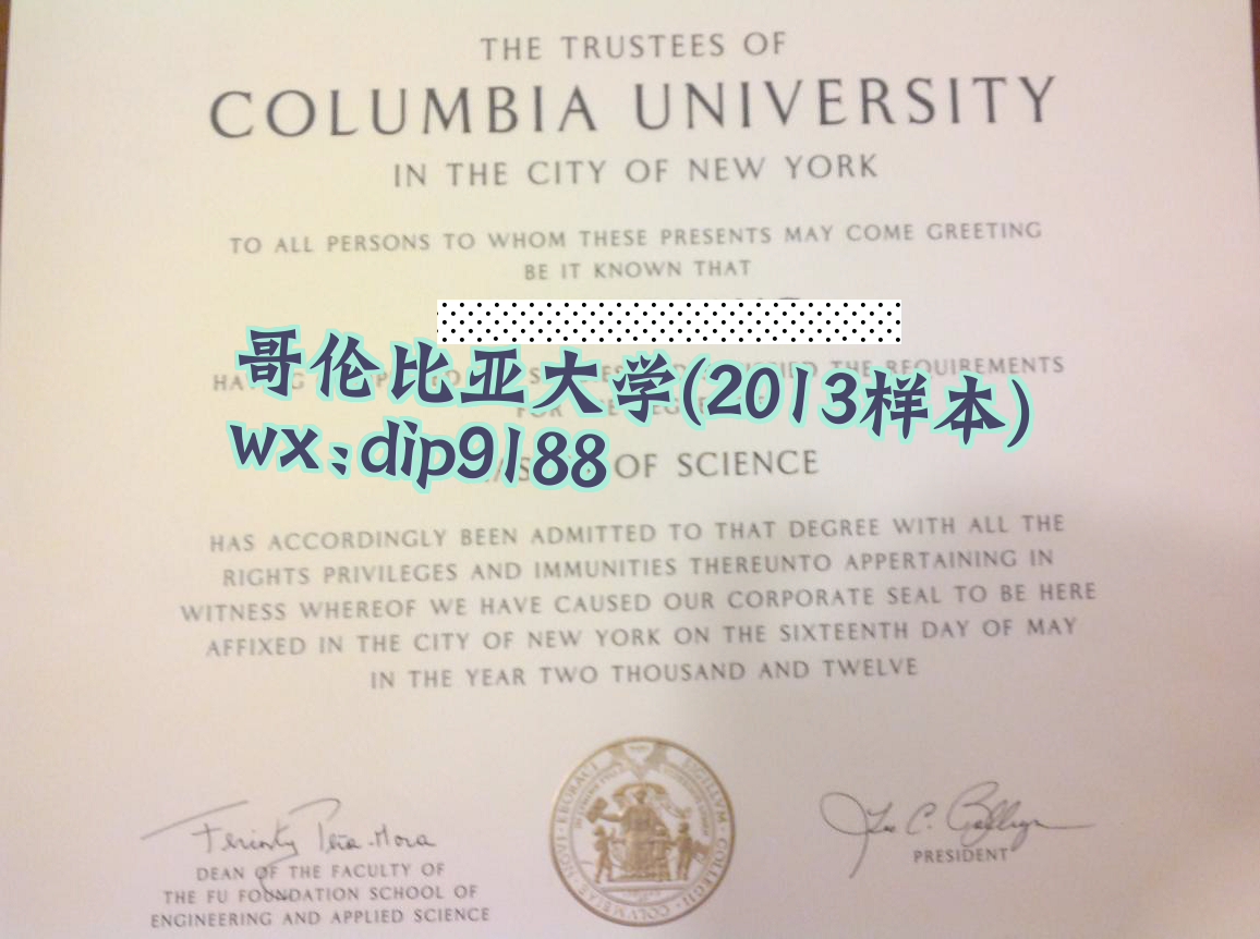 哥伦比亚大学学历2013毕业证样本图