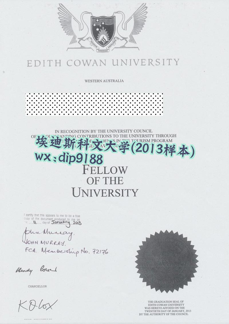 埃迪斯科文大学学历2013毕业证样本图片