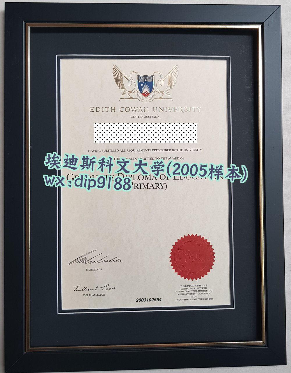 埃迪斯科文大学学历2005毕业证样本图片