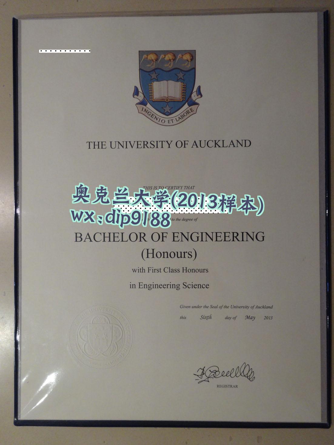 奥克兰大学学历2013毕业证样本图