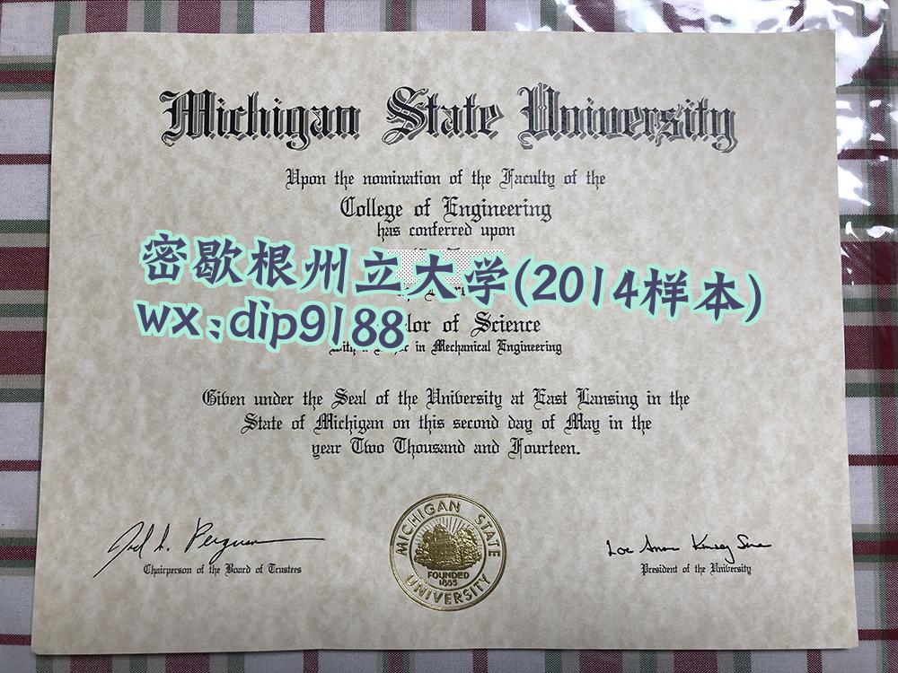 密歇根州立大学学历2014毕业证样本图片
