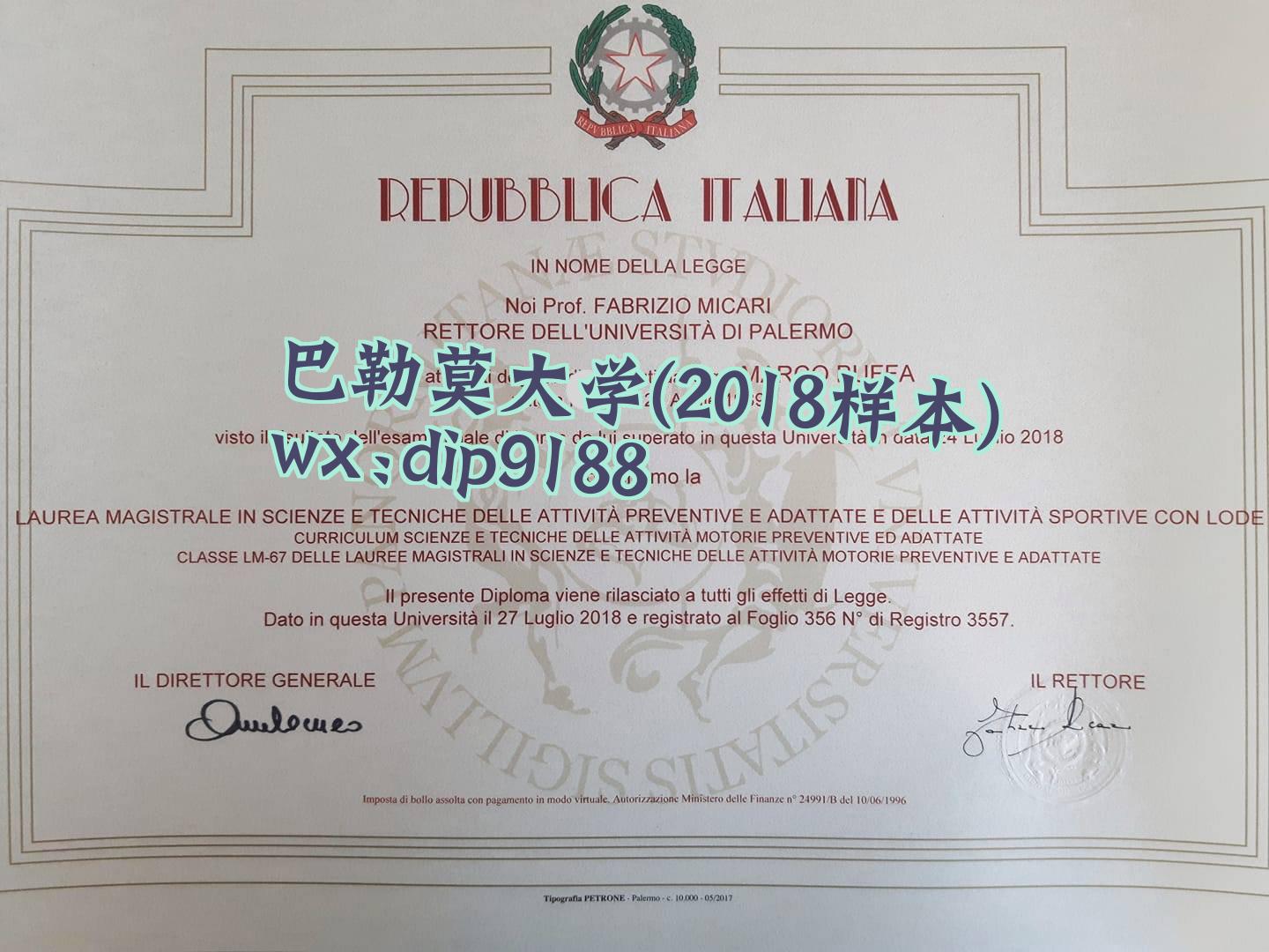 巴勒莫大学学历2018毕业证样本图