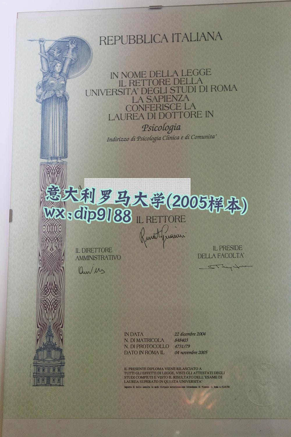 意大利罗马大学学历2005毕业证样本图片
