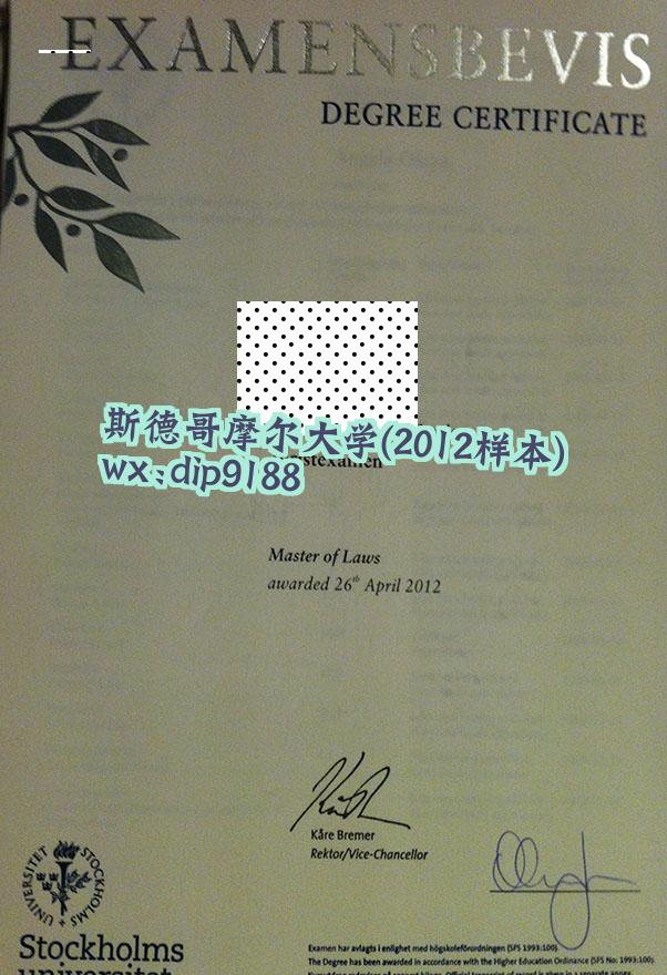 斯德哥摩尔大学学历2012毕业证样本图