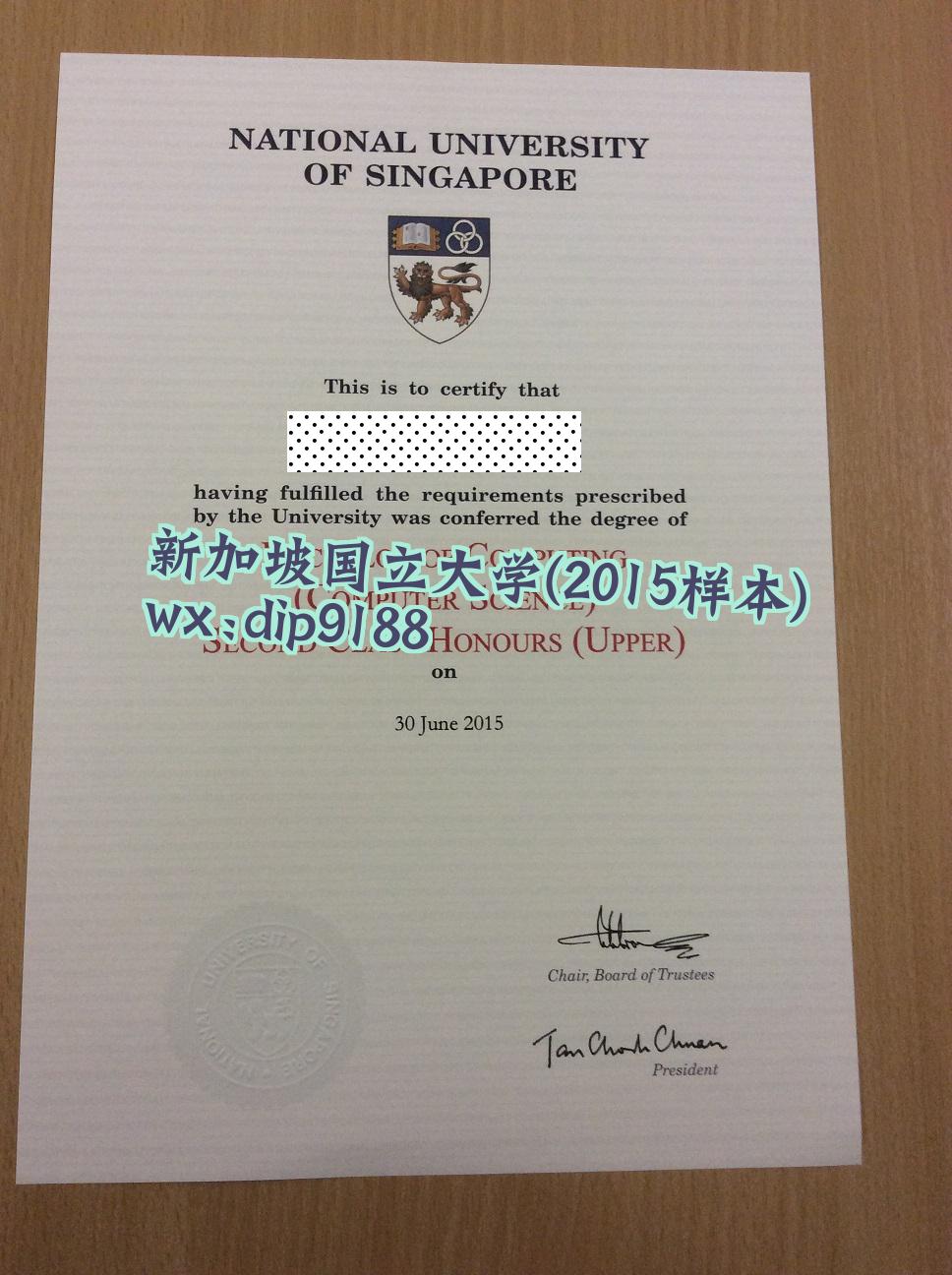 新加坡国立大学学历2015毕业证样本图