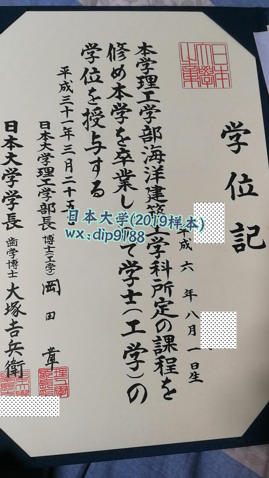 日本大学学历2019毕业证样本图片
