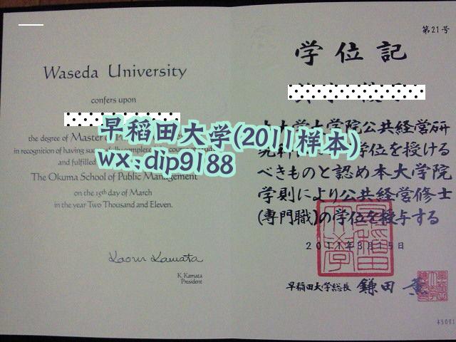 早稻田大学学历2011毕业证样本图