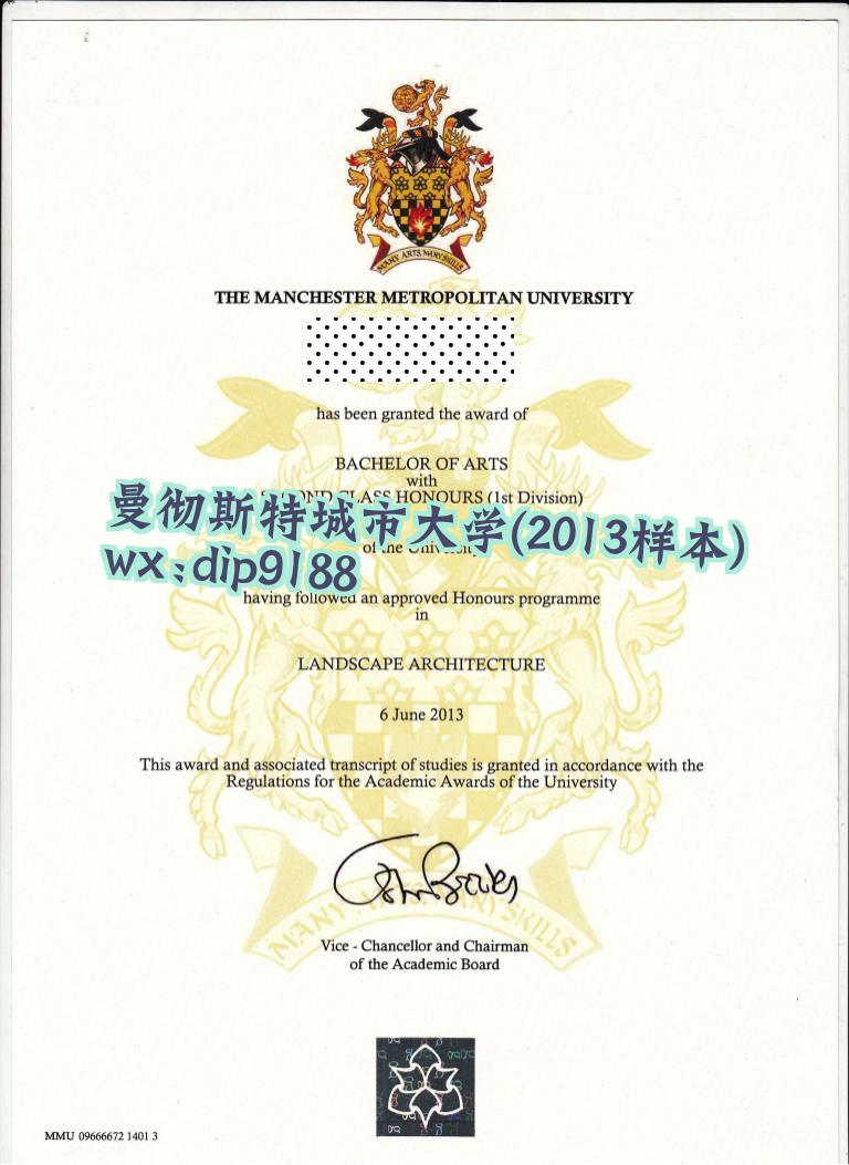 曼彻斯特城市大学学历2013毕业证样本图