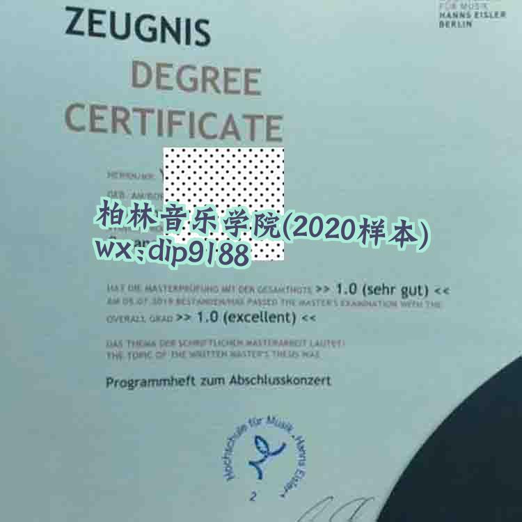 柏林音乐学院学历2020毕业证样本图