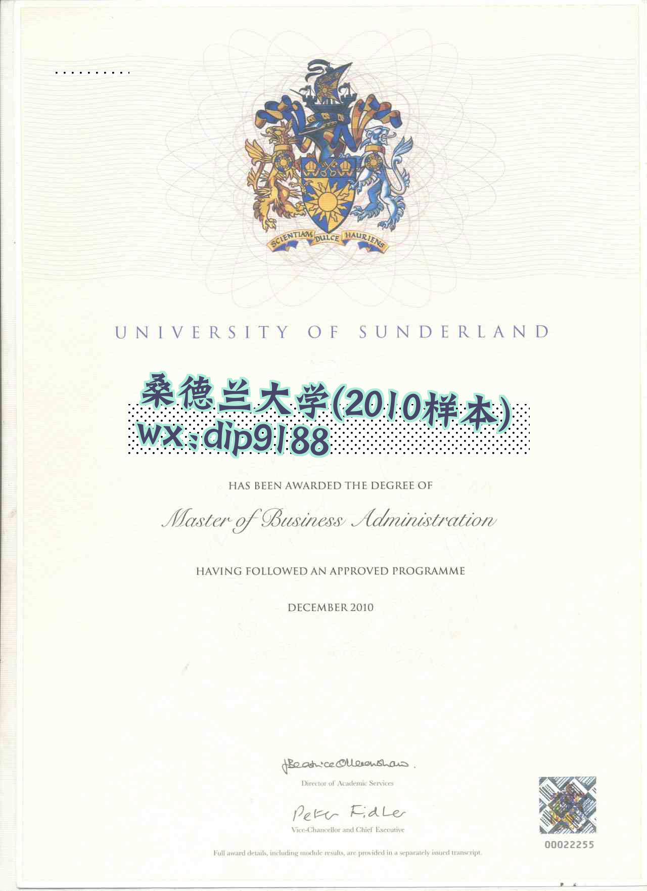 桑德兰大学学历2010毕业证样本图