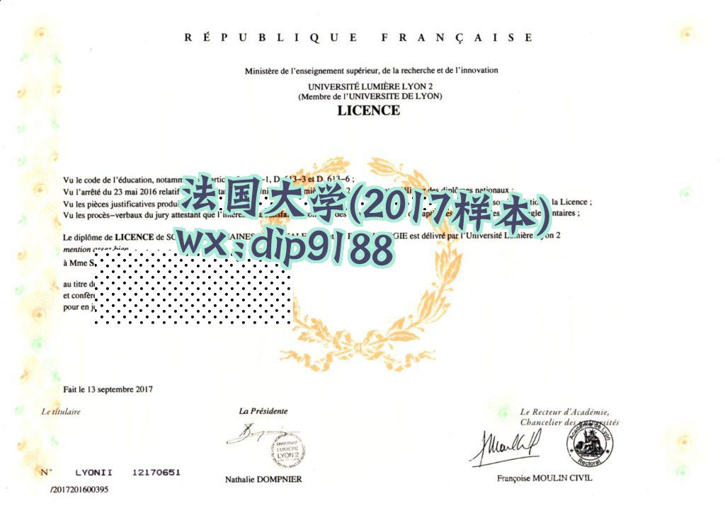 法国大学学历2017毕业证样本图