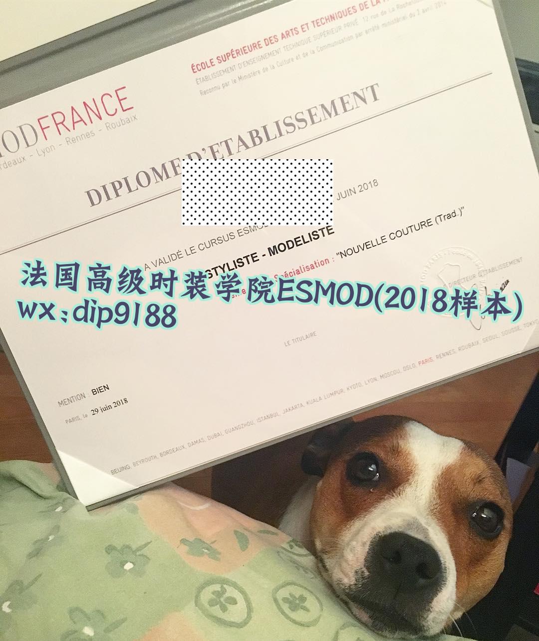 法国高级时装学院ESMOD学历2018毕业证样本图片