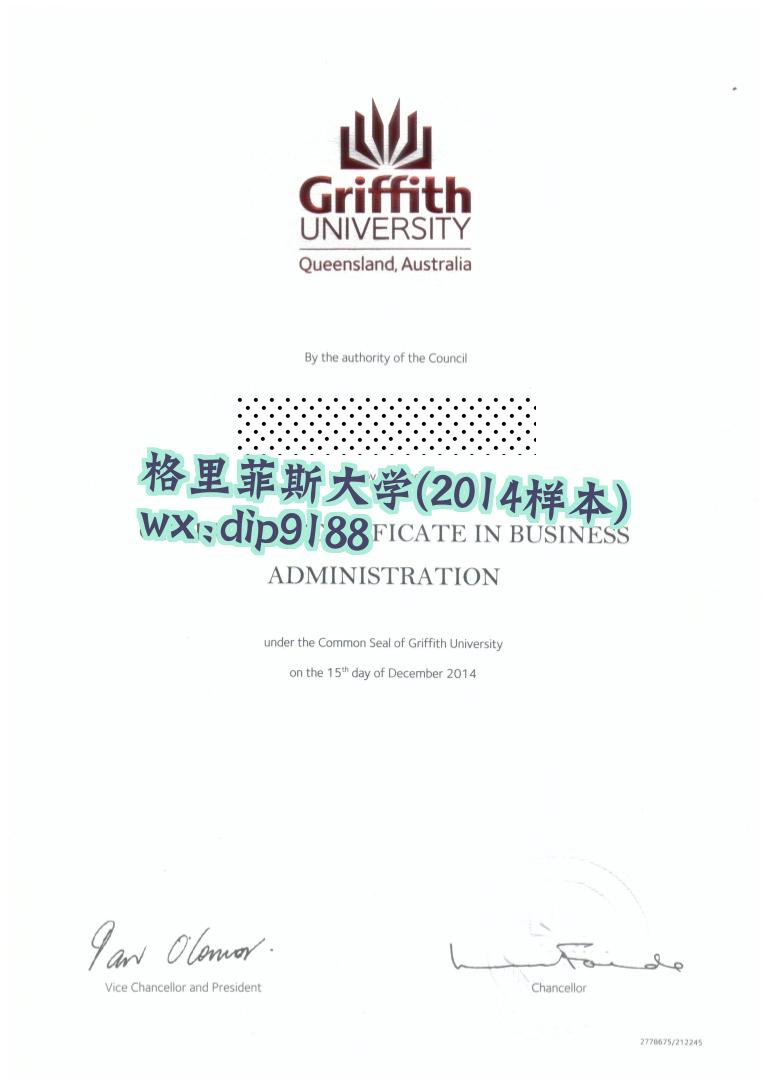 格里菲斯大学学历2014毕业证样本图