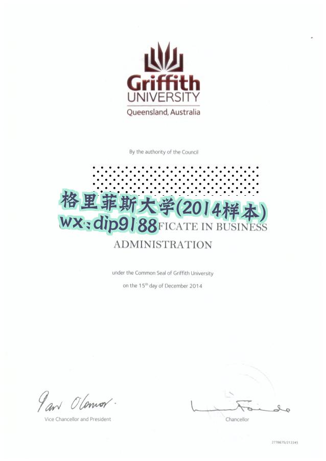 格里菲斯大学学历2014毕业证样本图
