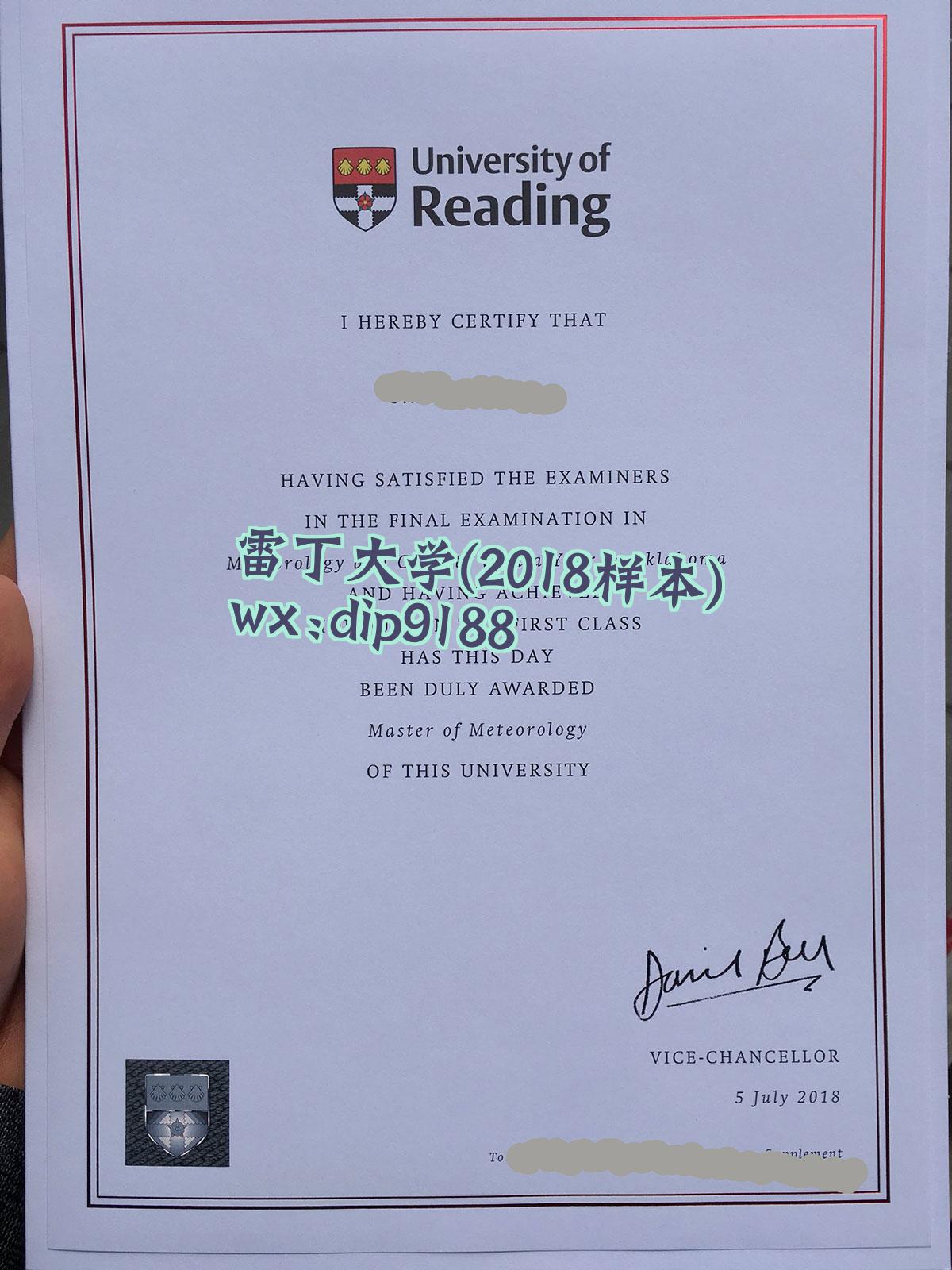 雷丁大学学历2018毕业证样本图