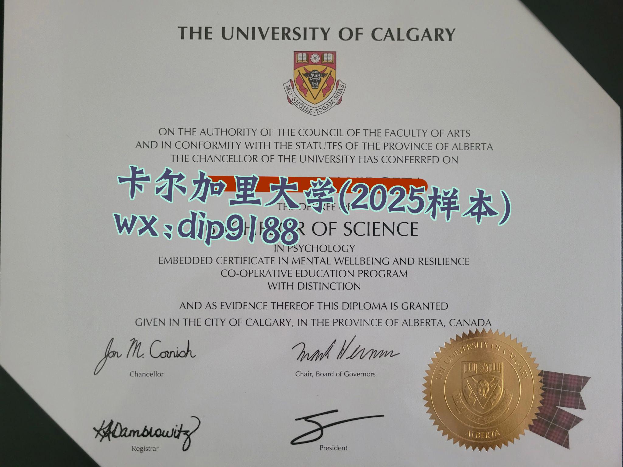 卡尔加里大学学历2025毕业证样本图