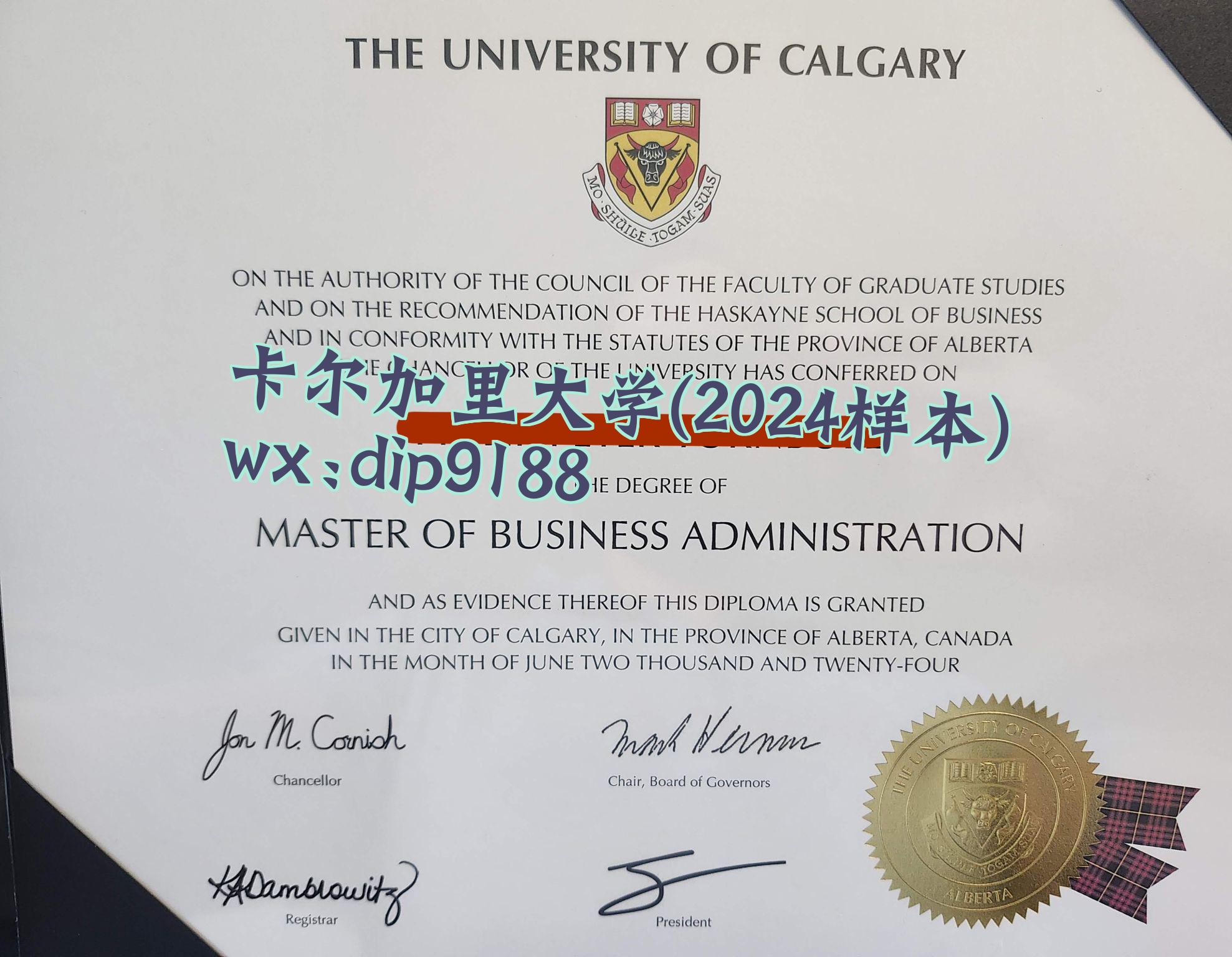 卡尔加里大学学历2024毕业证样本图