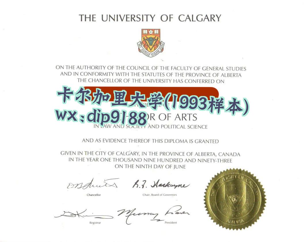 卡尔加里大学学历1993毕业证样本图