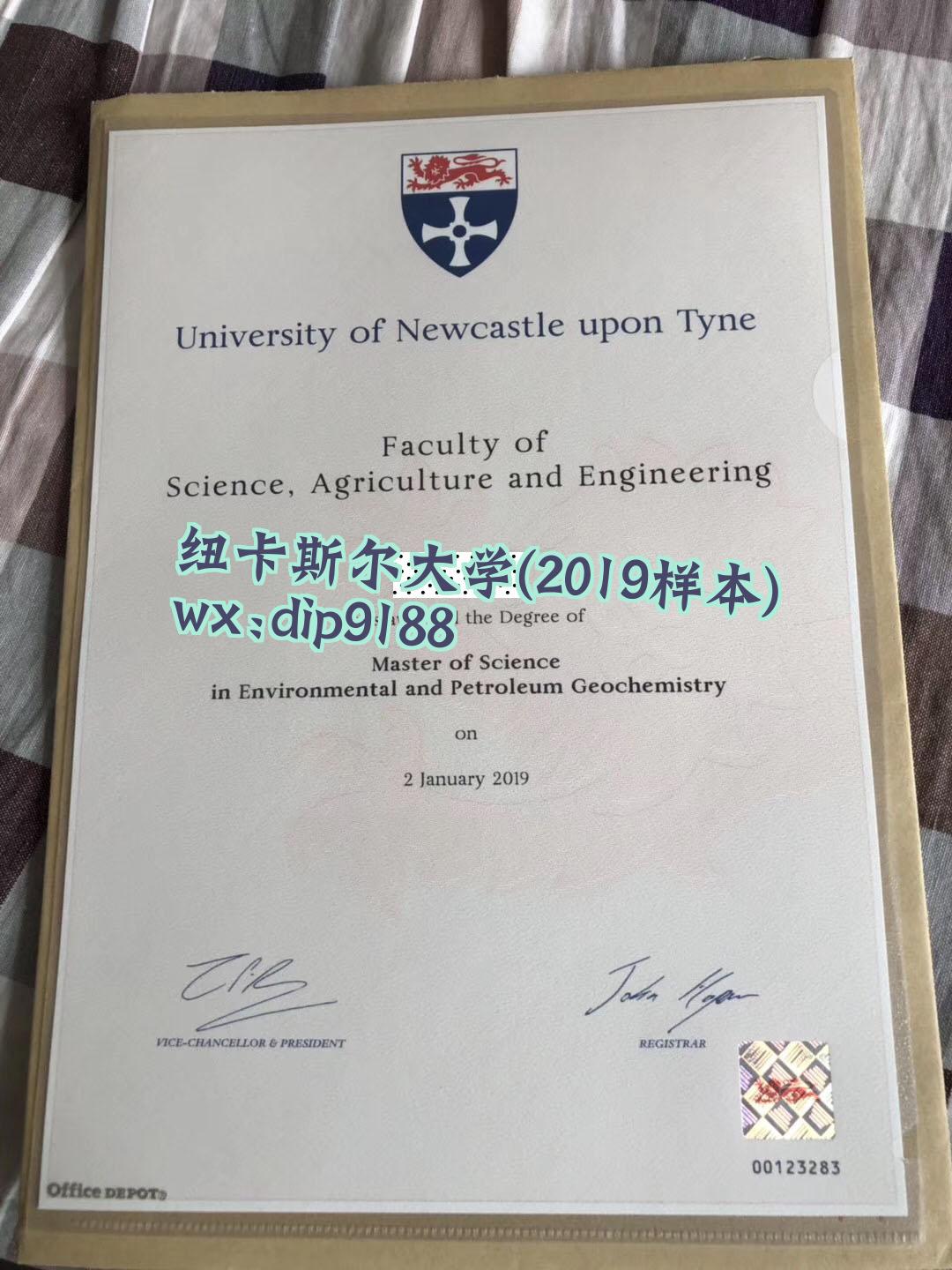 纽卡斯尔大学学历2019毕业证样本图