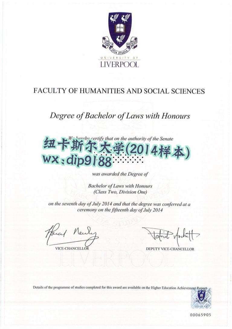 纽卡斯尔大学学历2014毕业证样本图