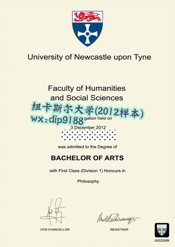 纽卡斯尔大学学历2012毕业证样本图